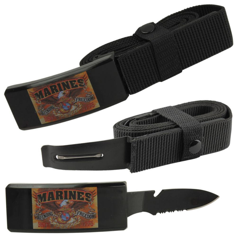 Marines Adjustable Nylon Tactical Belt Knife With Hidden Blade