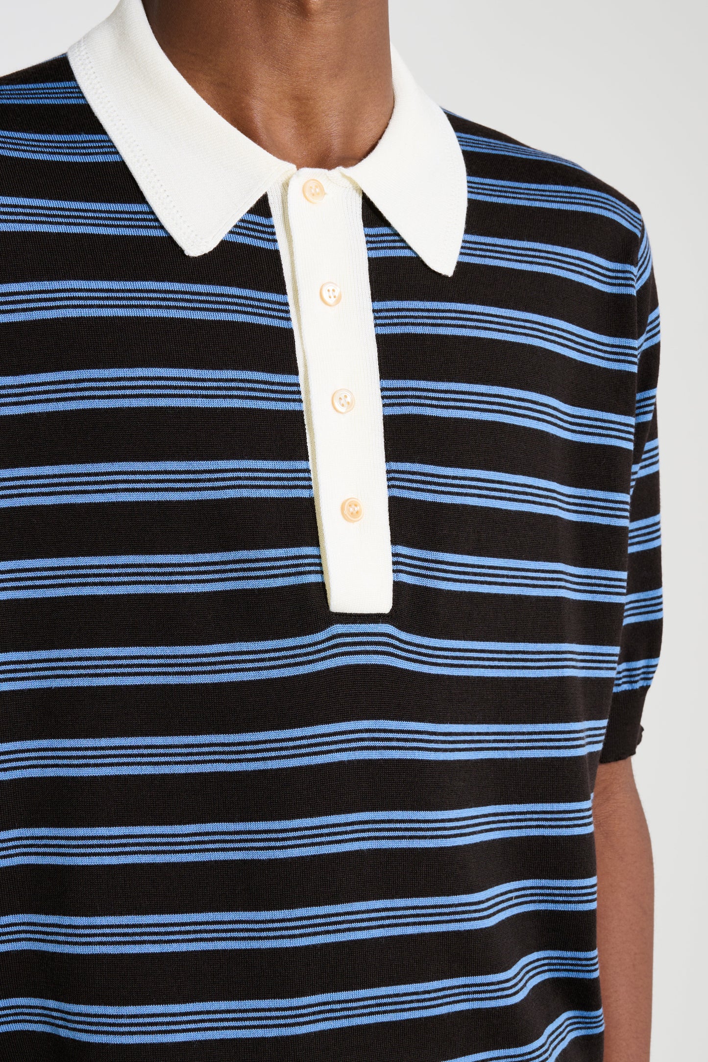 Wales Bonner Breeze Polo Dark Brown / Blue / Ivory