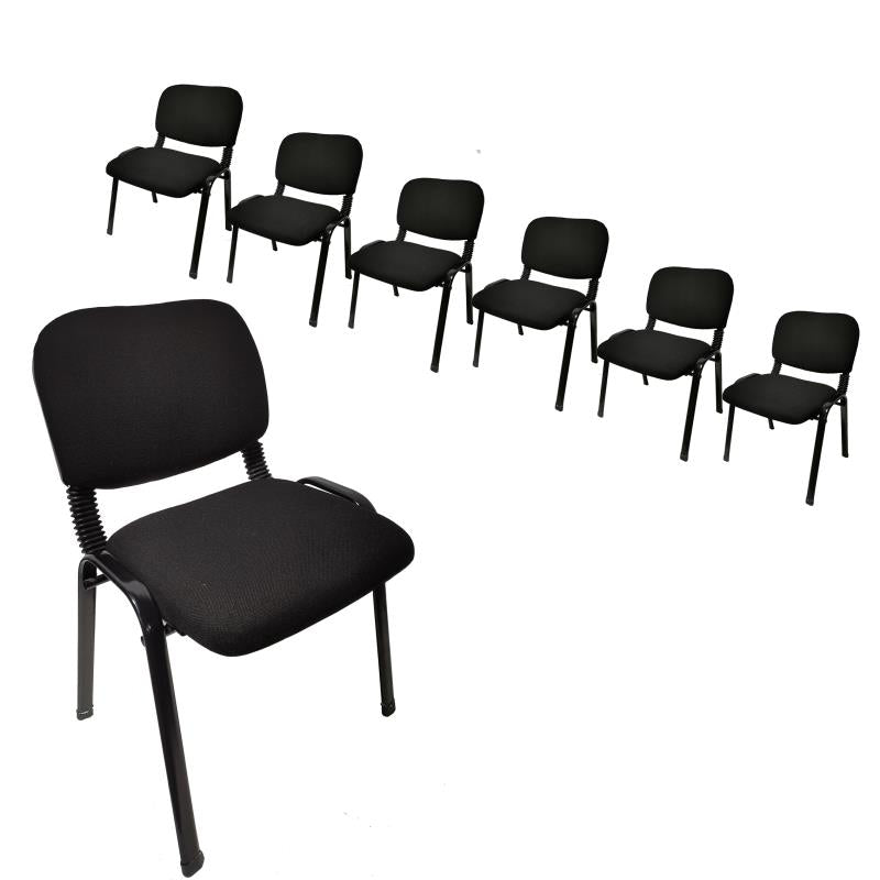 Stackable & Linkable Office Conference Visitor Community  Chairs (Set of 7-Black)