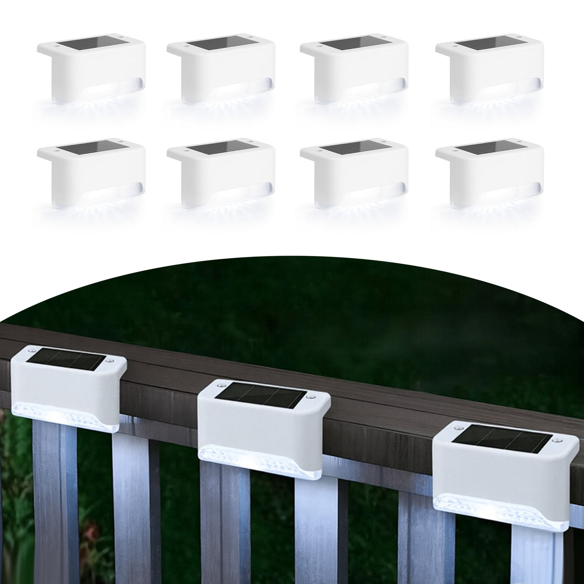 8-Pack Solar LED Deck & Step Lights
