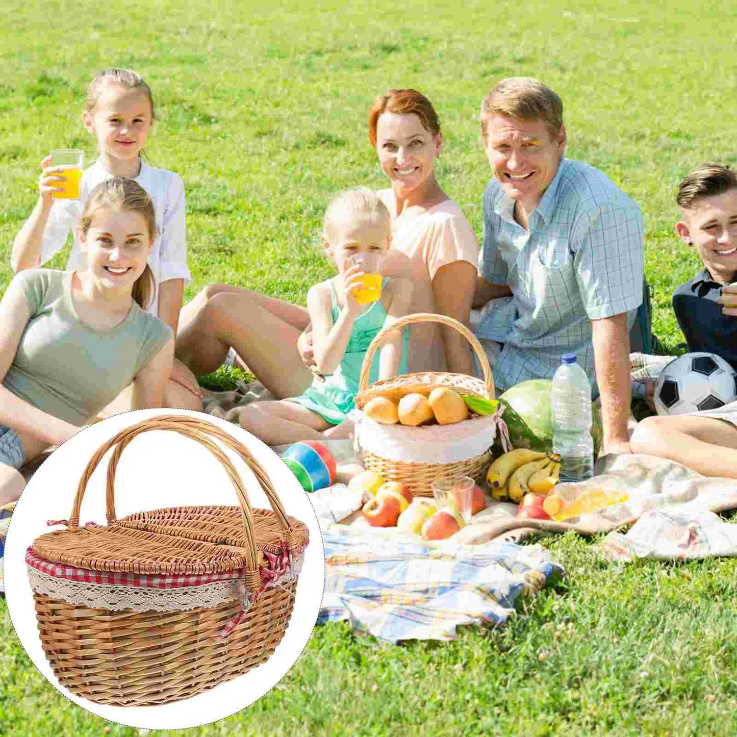 Rustic Woven Storage Basket with Handles for Home Decor