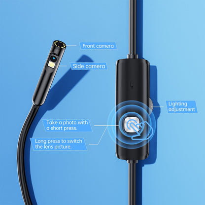 Dual Lens Phone Endoscope, 1920p Inspection Camera with 8 LEDs for iPhone and Android