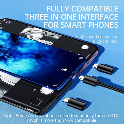 Dual Lens Phone Endoscope, 1920p Inspection Camera with 8 LEDs for iPhone and Android