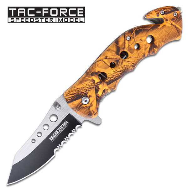 Spring Assist - 'Legal Automatic' Knife - Orange Camo Handle