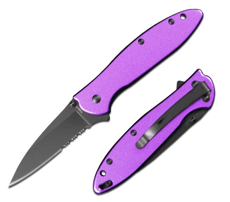 4 Inch Closed Purple Executive Style Assisted Opening Pocket Knife - TOPHATTER'S ARMORY DEALS