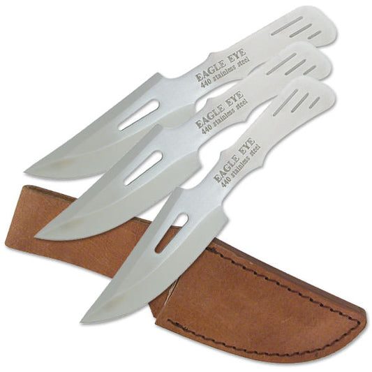3 Pc Ninja Tactical Hunting Throwing Knife Set With Custom Leather Case