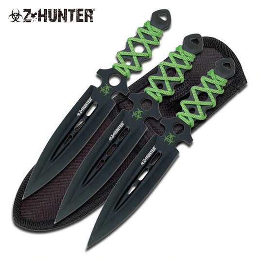 Cord Wrapped Zombie Throwing Knife 3 Pc Set 7.5" Overall