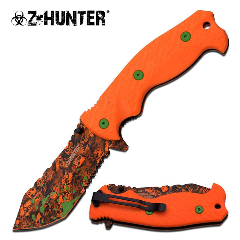 5 Inch Closed Skull Orange Spring Assisted Opening Knife - TOPHATTER'S ARMORY DEALS