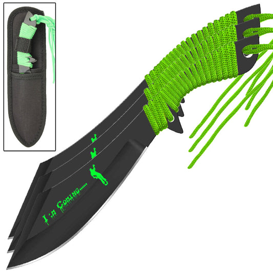 Zombie Killer Death Hunter Scimitar 3 Pcs Throwing Knife Set