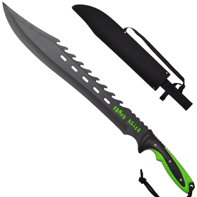 Zombie Killer Deterrent Full Tang Sawback Machete - TOPHATTER'S ARMORY DEALS