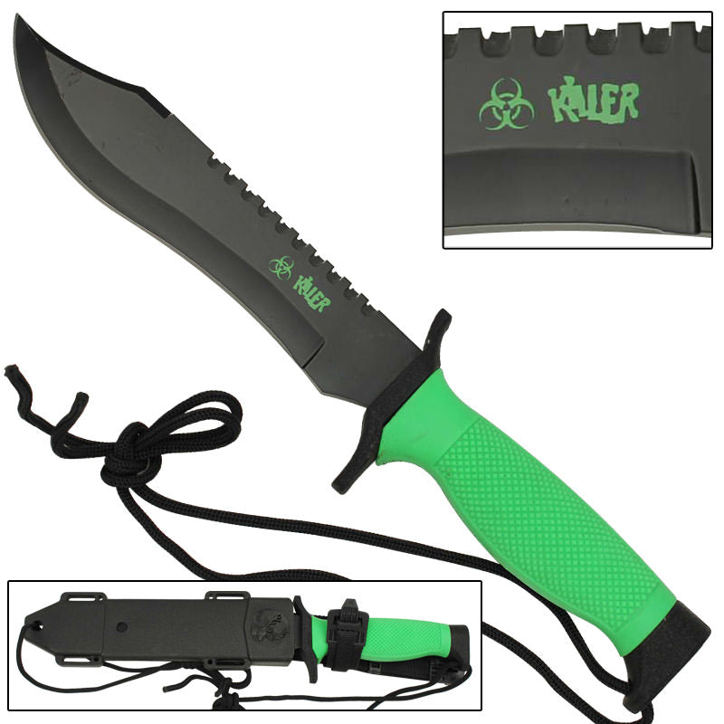 Zombie Killer Green Survival Bowie Knife - TOPHATTER'S ARMORY DEALS
