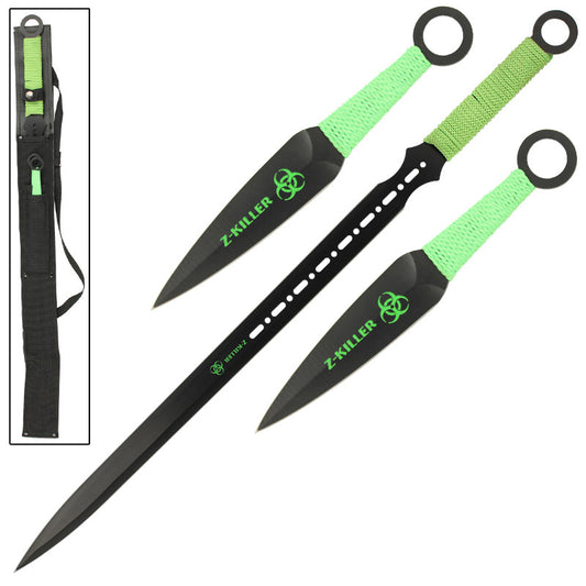 Zombie Killer Ninja Sword With 2-Pc Kunai Throwing Knife Set