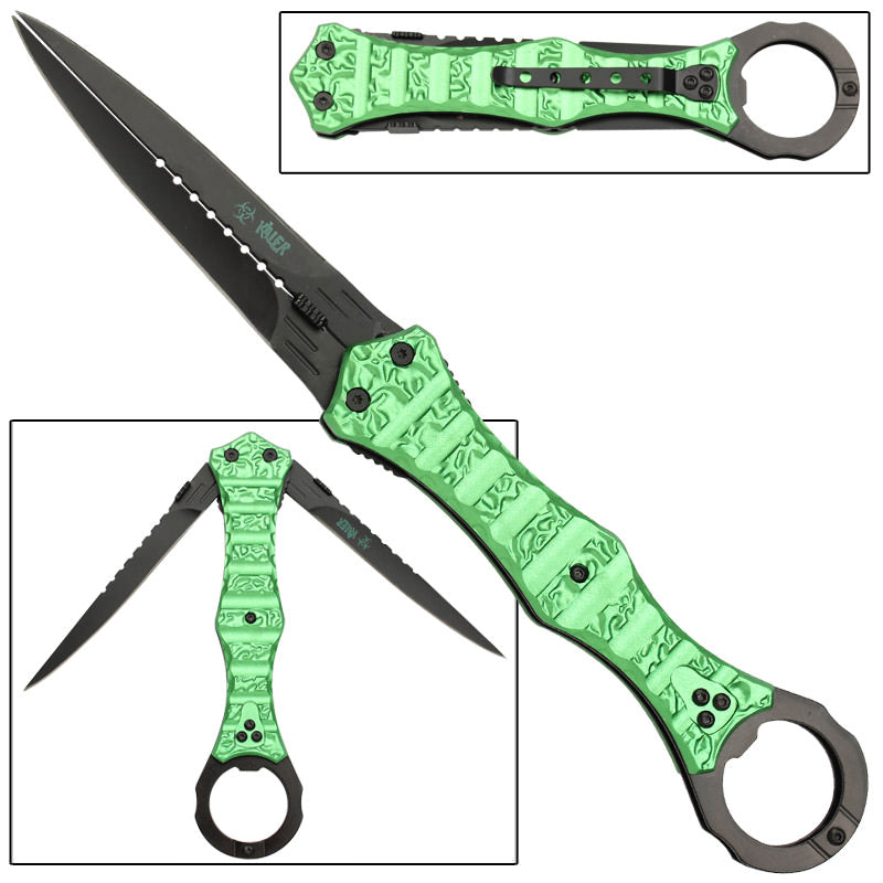 Zombie Killer Pathogen Double Bladed Liner Lock Knife