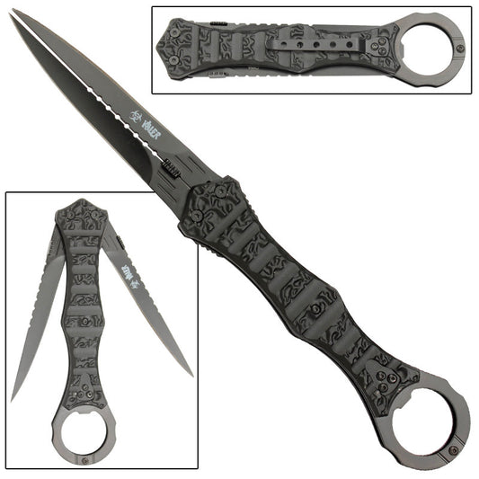 Zombie Killer Vodou Legend Double Bladed Liner Lock Knife
