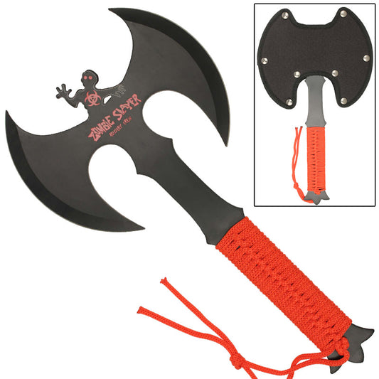 Zombie Slayer Full Tang Double Headed Axe Red