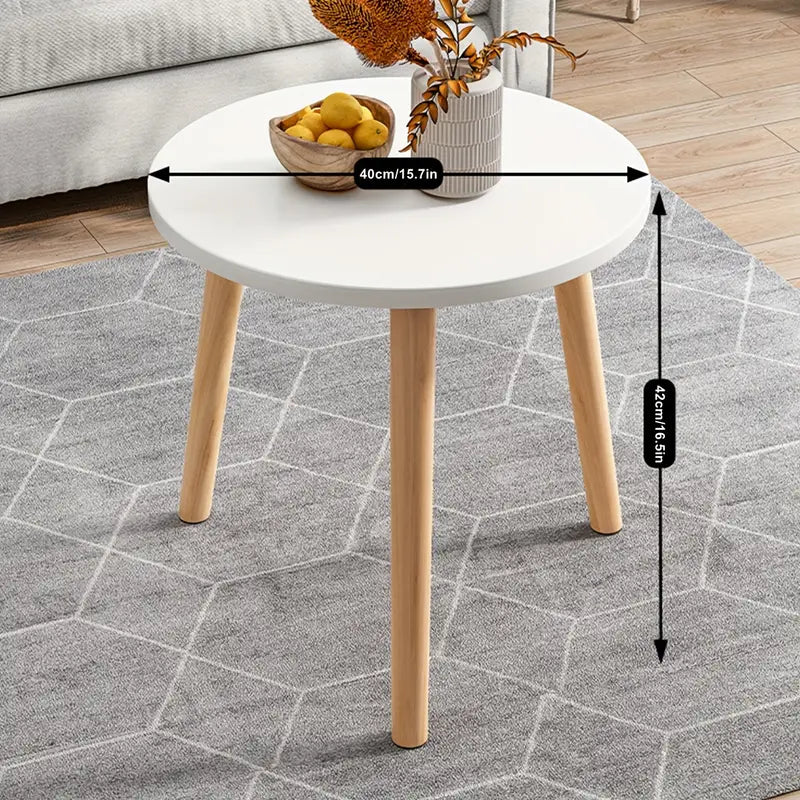 Minimalist Round White Coffee Table - Small and Space-Saving