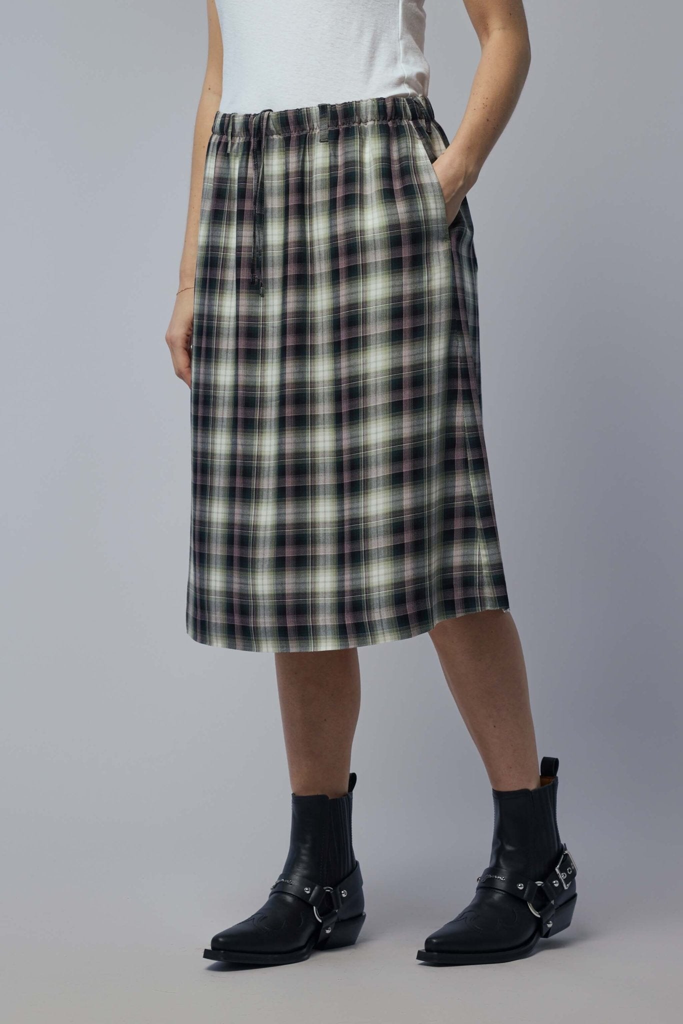 Check Midi Skirt