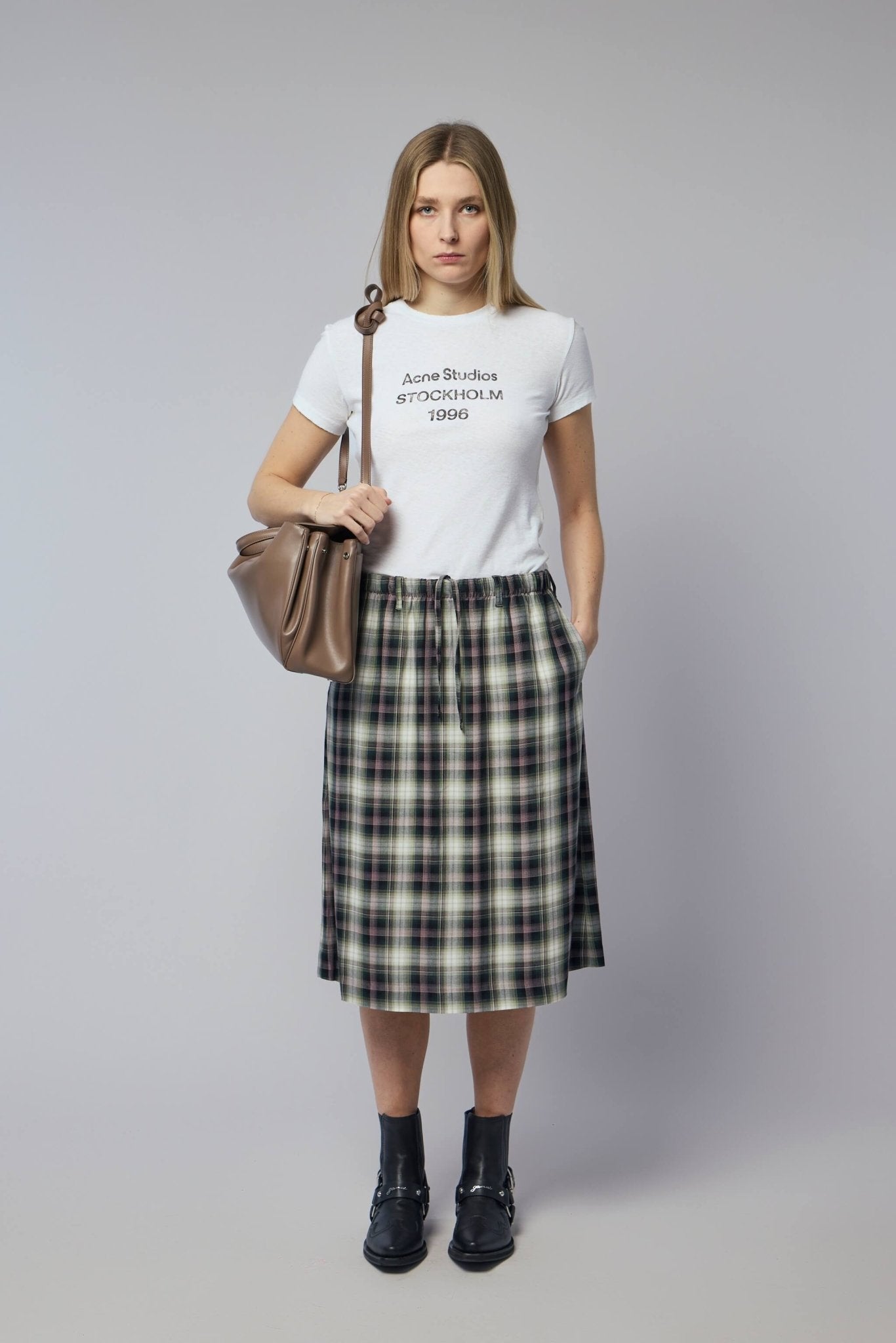 Check Midi Skirt