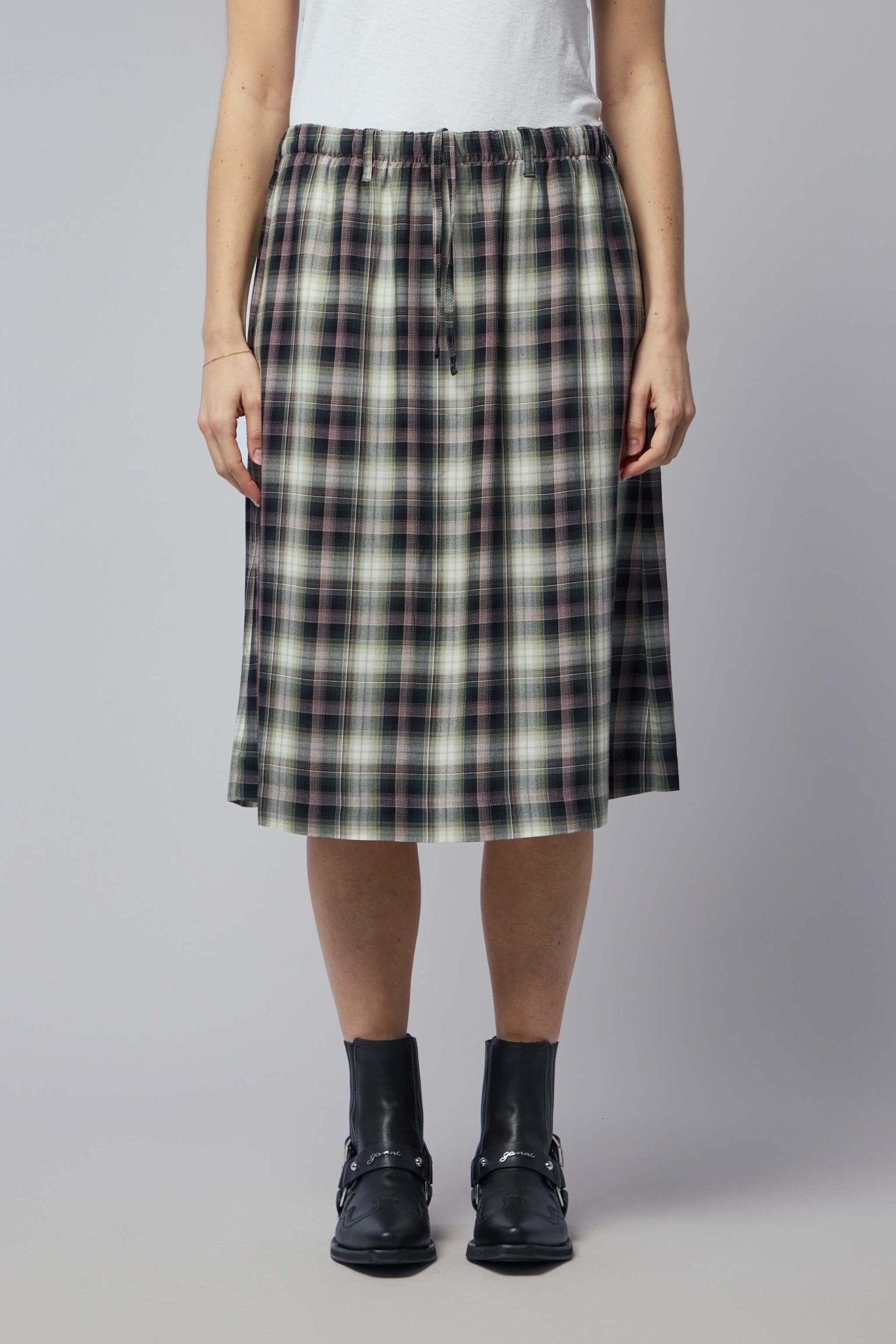 Check Midi Skirt