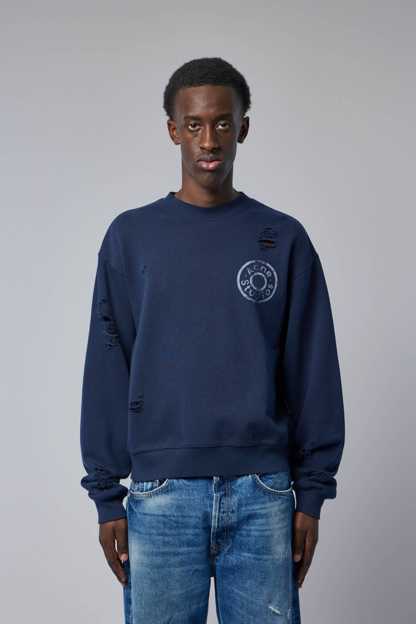 Distressed Fleece Sweatshirt