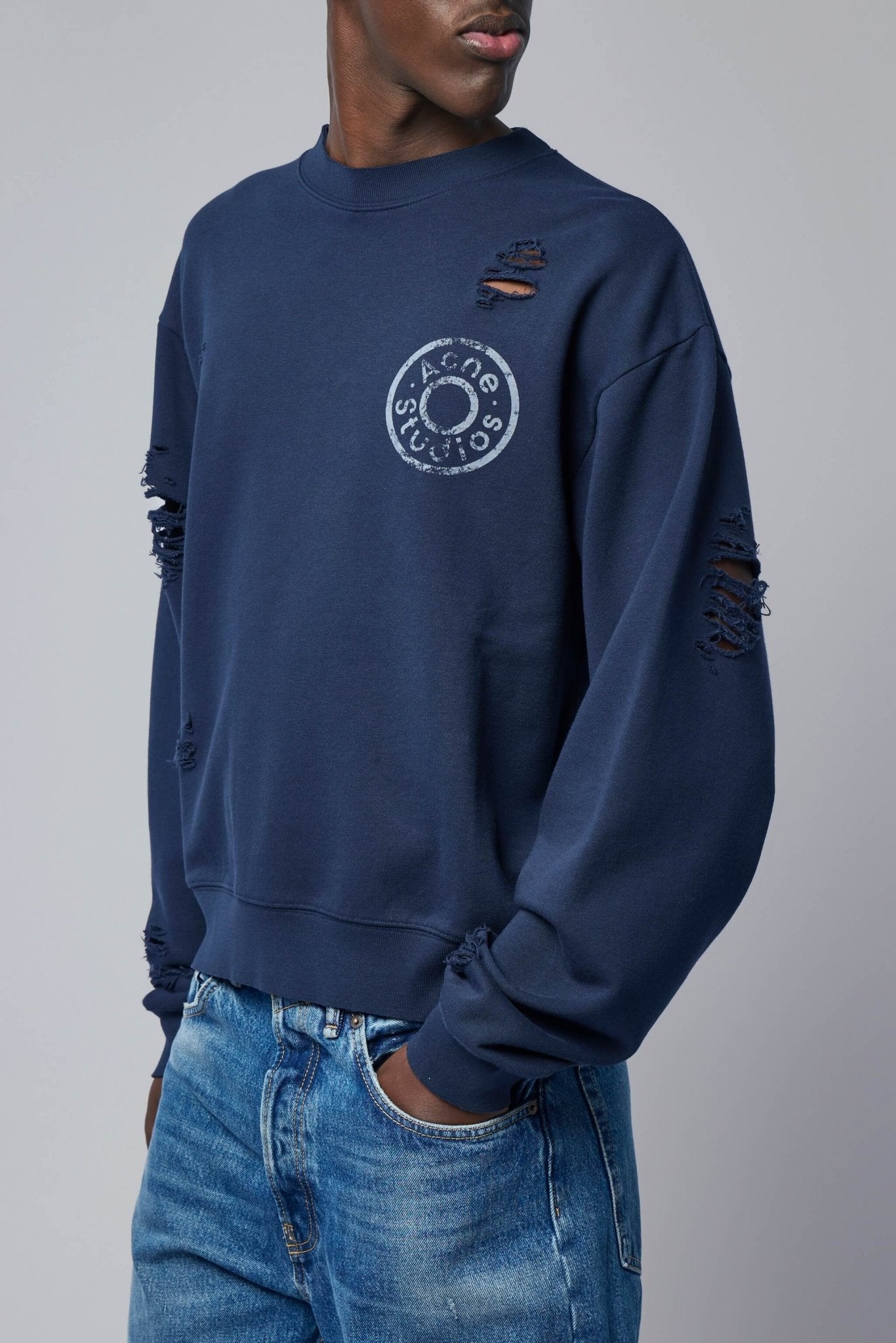 Distressed Fleece Sweatshirt