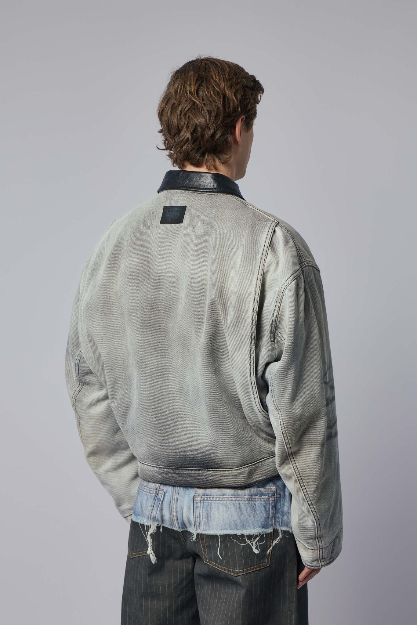 Faded Denim Bomber Jacket