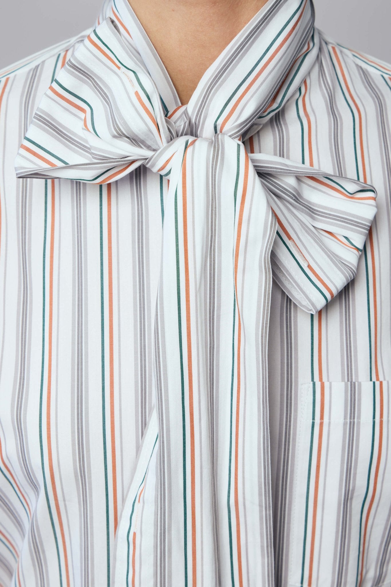 Striped Blouse with Scarf