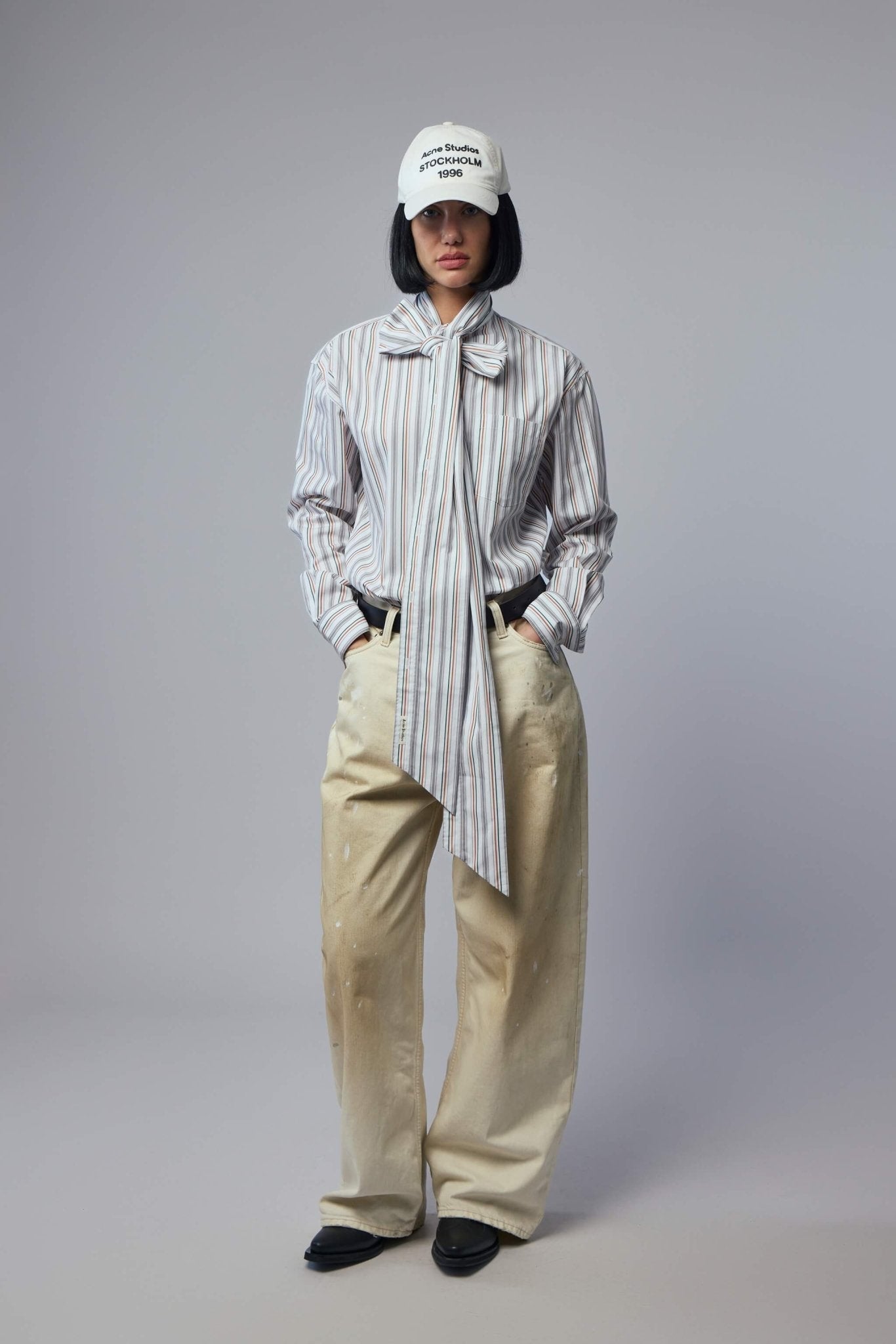 Striped Blouse with Scarf