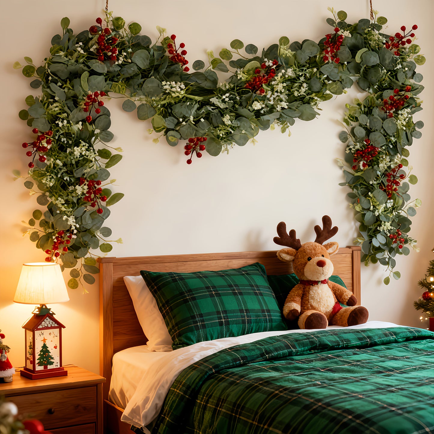 Artificial Eucalyptus Garland with Red Berries (2-Pack)