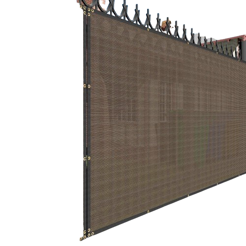 Brown Fence Privacy Screen, Commercial Outdoor Backyard Shade Windscreen Mesh Fabric 90% Blockage 150GSM