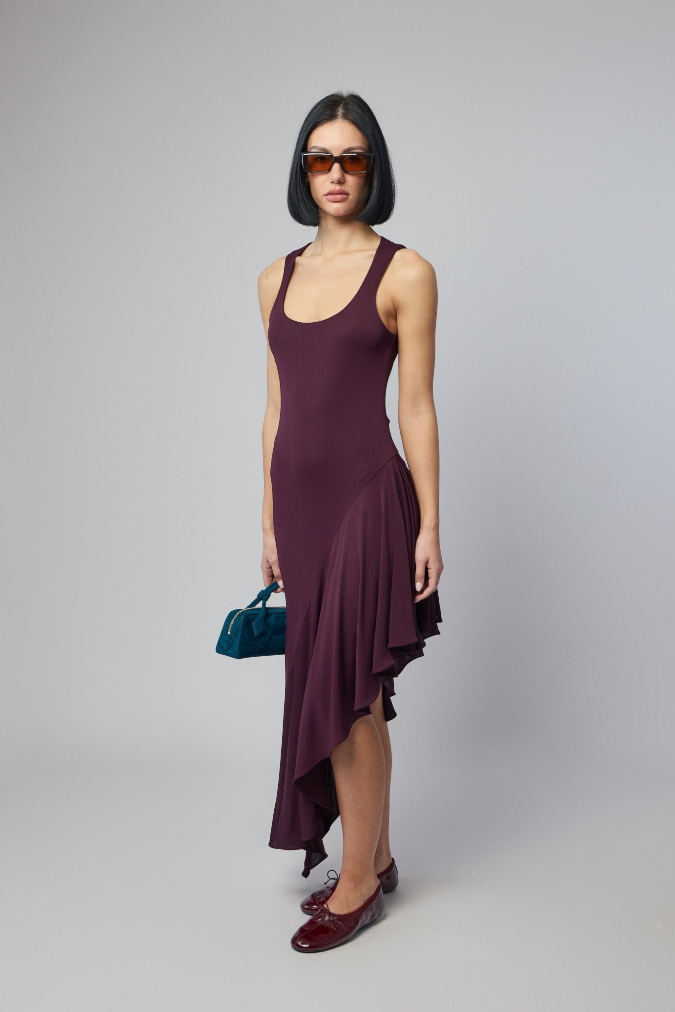 Asymmetric Fluid Jersey Dress