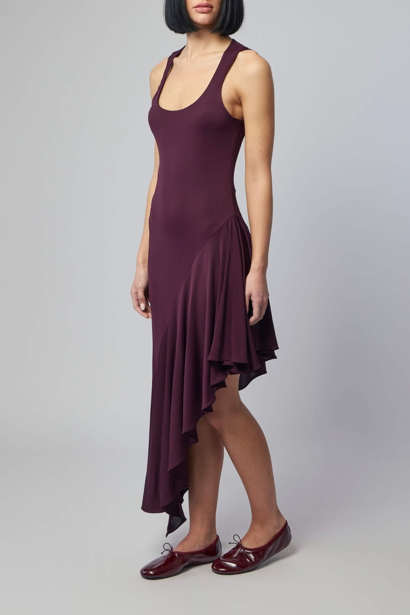 Asymmetric Fluid Jersey Dress