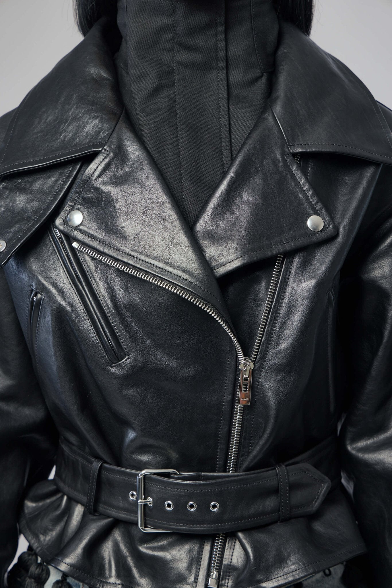 Layered Leather Biker Jacket