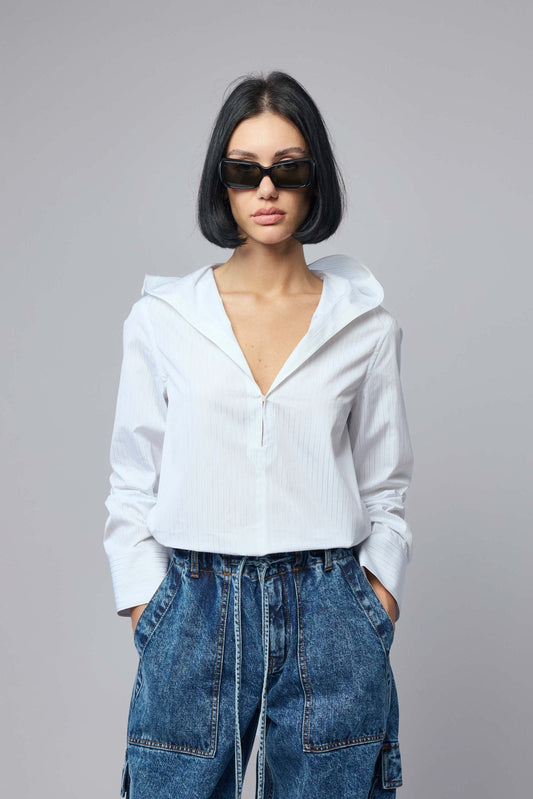 Hooded Poplin Shirt