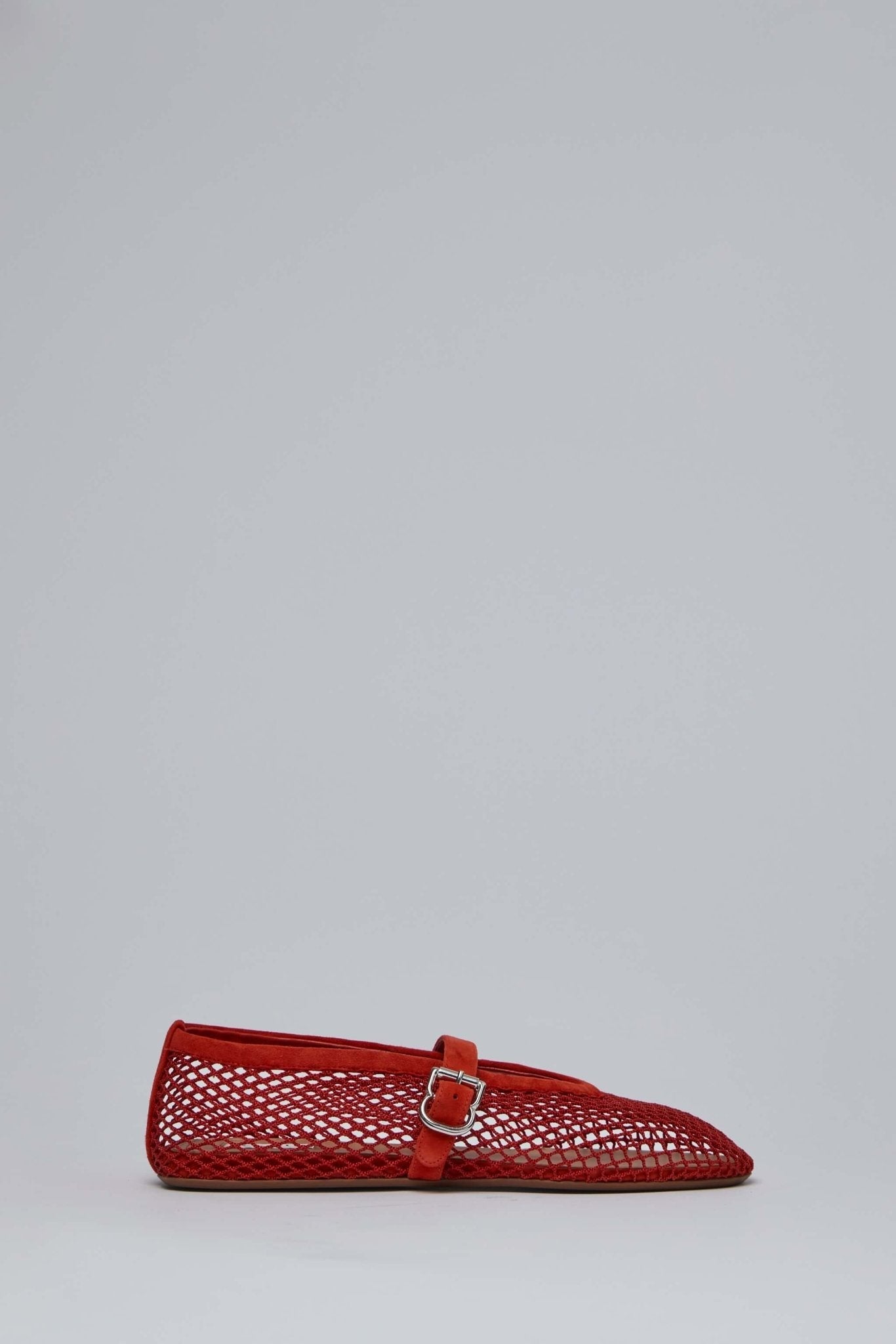 Ballet Flats in Fishnet and Suede