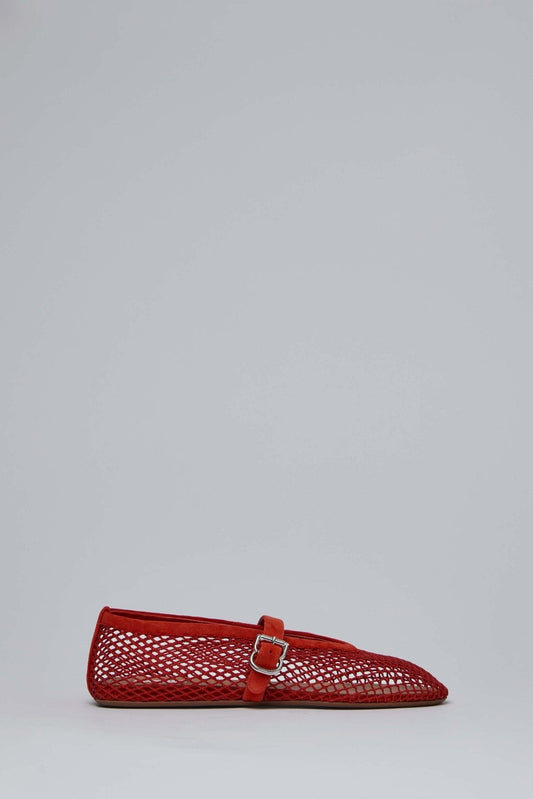 Ballet Flats in Fishnet and Suede