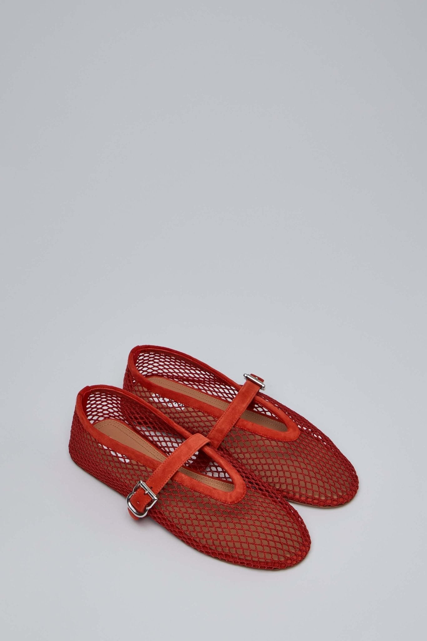 Ballet Flats in Fishnet and Suede