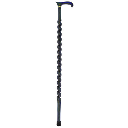 USA-Made Twisted Spiral Cane: Blue Green & Brown Laminate