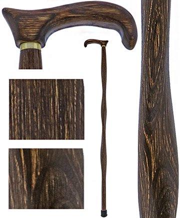 USA-Made Twisted Brown Derby Cane: Unique Colorwood Laminate