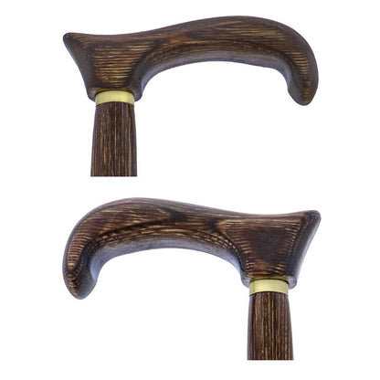 USA-Made Twisted Brown Derby Cane: Unique Colorwood Laminate