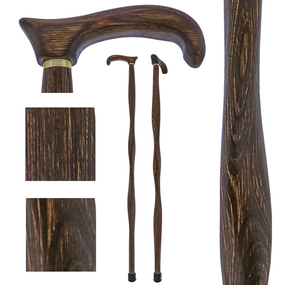 USA-Made Twisted Brown Derby Cane: Unique Colorwood Laminate