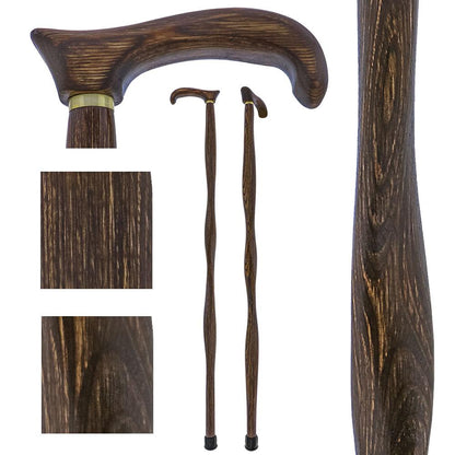 USA-Made Twisted Brown Derby Cane: Unique Colorwood Laminate