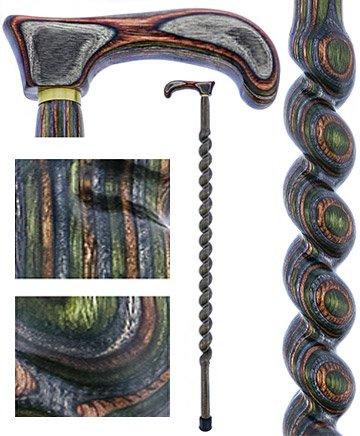 USA-Made Twisted Spiral Cane: Camo Durable Colorwood Laminate
