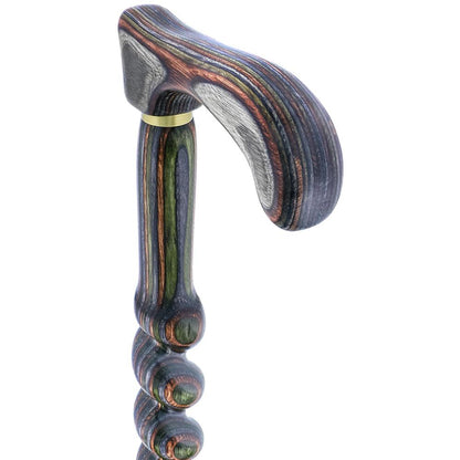 USA-Made Twisted Spiral Cane: Camo Durable Colorwood Laminate