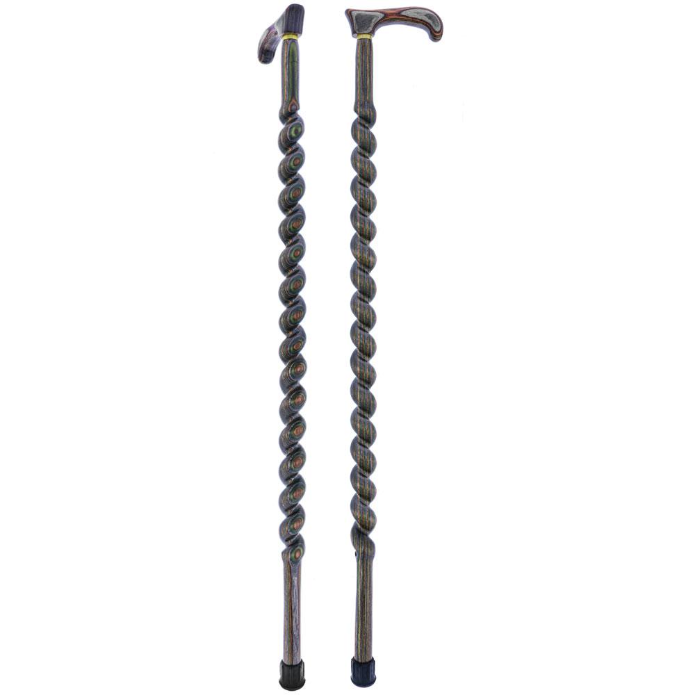 USA-Made Twisted Spiral Cane: Camo Durable Colorwood Laminate