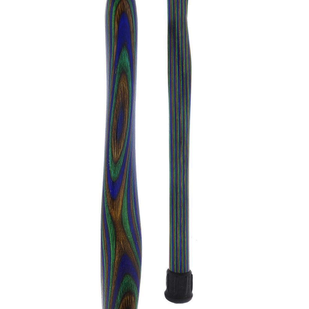 USA-Made Twisted Design Cane: Green, Blue & Brown Colorwood