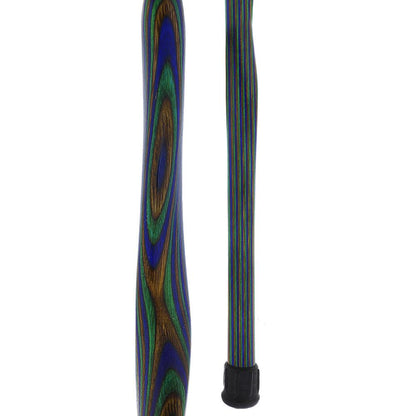 USA-Made Twisted Design Cane: Green, Blue & Brown Colorwood