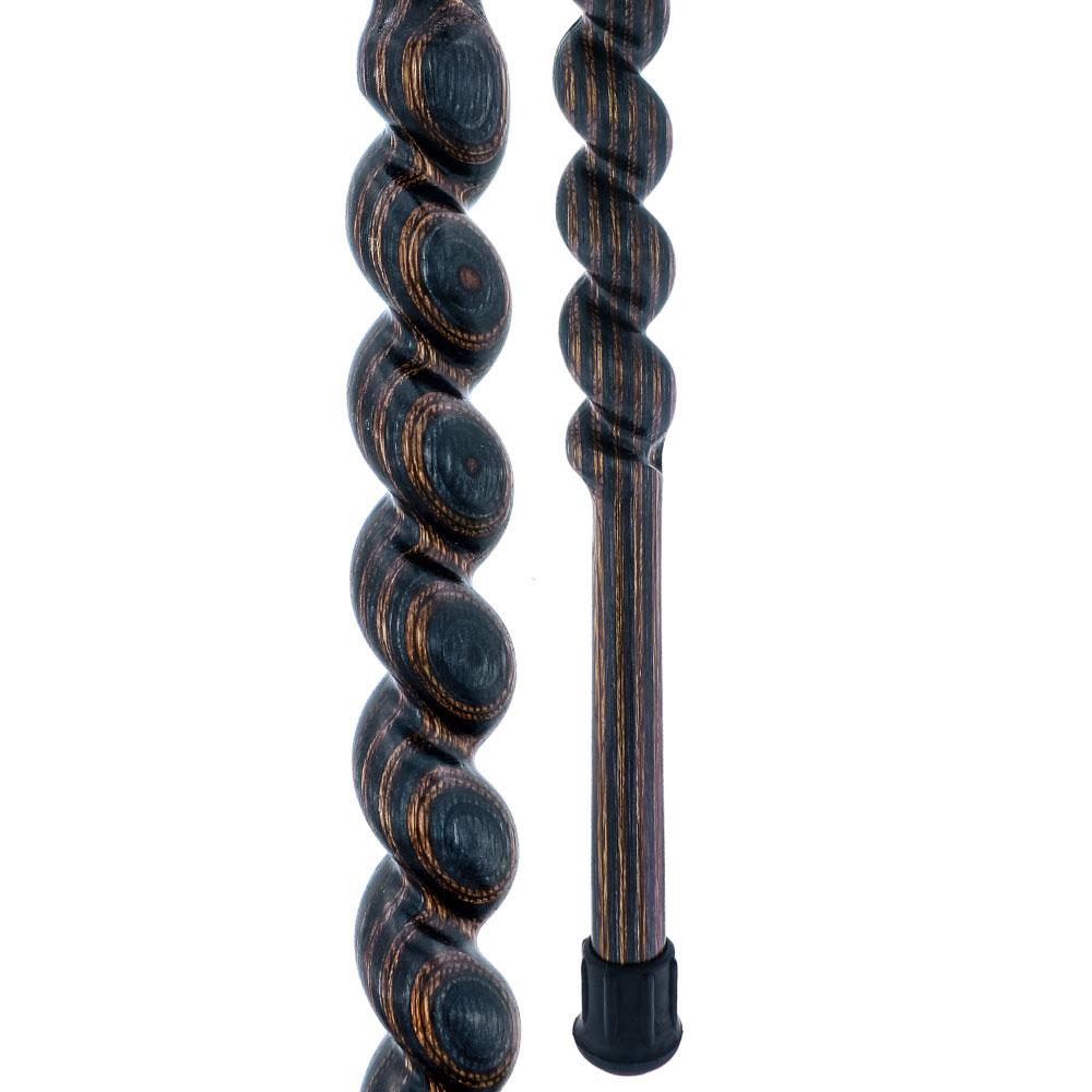 USA-Made Twisted Spiral Cane: Gunstock Brown Durable Laminate