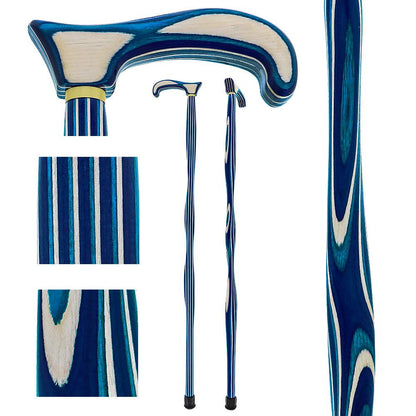 USA-Made Twisted Highlander Blue Cane: Vibrant Colorwood