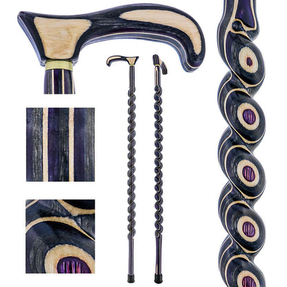 Highlander Purple Colortone Classic Rope Twist Derby Handle Walking Cane With laminate Birchwood Sha